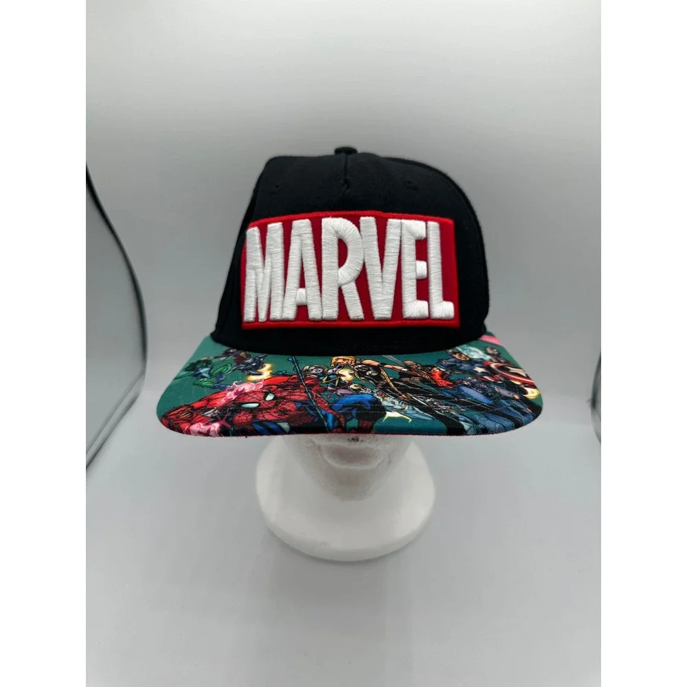 Marvel Snapback Hat Kids OSFM Black Red Avengers Character Flat Brim Excellent